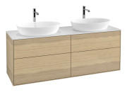 Тумба под раковину Villeroy & Boch Finion 160х50,1 см с подсветкой МДФ шпон дуба/стекло белое матовое G84100PC