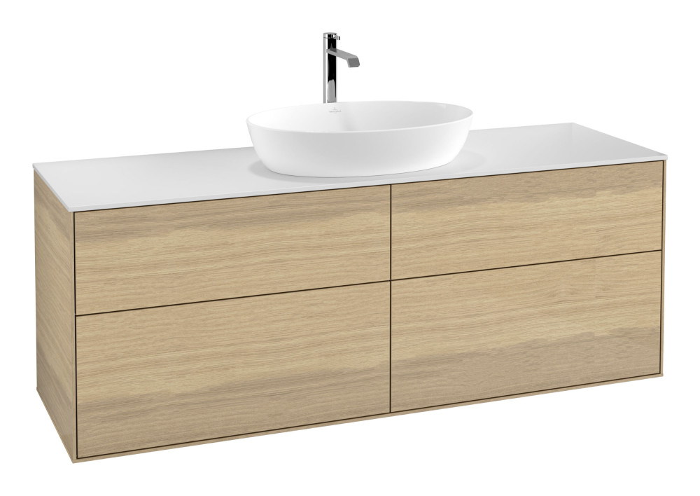 Тумба під раковину Villeroy & Boch Finion 160х50,1 см МДФ шпон дуба/скло біле матове F85100PC