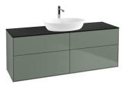 Тумба под раковину Villeroy & Boch Finion 160х50,1 см МДФ оливковый матовый лак/стекло черное матовое F85200GM