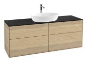 Тумба під раковину Villeroy & Boch Finion 160х50,1 см МДФ шпон дуба/скло чорне матове F85200PC