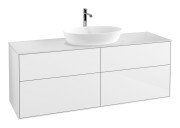 Тумба під раковину Villeroy & Boch Finion 160х50,1 см з підсвіткою МДФ білий глянцевий лак/скло біле матове G85100GF