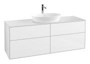 Тумба под раковину Villeroy & Boch Finion 160х50,1 см с подсветкой МДФ глянцевый белый лак/стекло белое матовое G85100GF