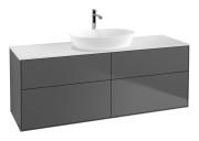 Тумба под раковину Villeroy & Boch Finion 160х50,1 см с подсветкой МДФ антрацит матовый лак/стекло белое матовое G85100GK