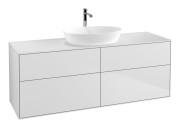 Тумба под раковину Villeroy & Boch Finion 160х50,1 см с подсветкой МДФ белый матовый лак/стекло белое матовое G85100MT