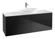 Тумба под раковину Villeroy & Boch Finion 160х50,1 см с подсветкой МДФ черный матовый лак/стекло белое матовое G85100PD