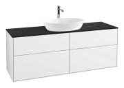 Тумба под раковину Villeroy & Boch Finion 160х50,1 см с подсветкой МДФ глянцевый белый лак/стекло черное матовое G85200GF