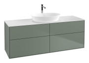 Тумба под раковину Villeroy & Boch Finion 160х50,1 см с подсветкой МДФ оливковый матовый лак/стекло белое матовое G85100GM