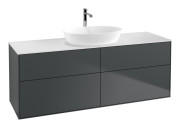 Тумба под раковину Villeroy & Boch Finion 160х50,1 см с подсветкой МДФ темно-синий матовый лак/стекло белое матовое G85100HG