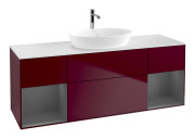 Тумба под раковину Villeroy & Boch Finion 160х50,1 см с подсветкой МДФ пион матовый лак/стекло белое матовое F861GKHB