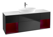 Тумба под раковину Villeroy & Boch Finion 160х50,1 см с подсветкой МДФ черный матовый лак/стекло белое матовое F861HBPD