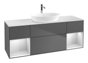 Тумба под раковину Villeroy & Boch Finion 160х50,1 см с подсветкой МДФ антрацит матовый лак/стекло белое матовое F861MTGK