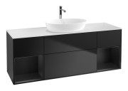 Тумба под раковину Villeroy & Boch Finion 160х50,1 см с подсветкой МДФ черный матовый лак/стекло белое матовое F861PDPD