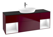 Тумба под раковину Villeroy & Boch Finion 160х50,1 см с подсветкой МДФ пион матовый лак/стекло черное матовое F862GFHB