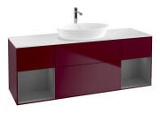 Тумба під раковину Villeroy & Boch Finion 160х50,1 см з підсвічуванням МДФ півонія матовий лак/скло біле матове F861GKHB
