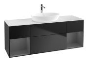 Тумба під раковину Villeroy & Boch Finion 160х50,1 см із підсвічуванням МДФ чорний матовий лак/скло біле матове F861GKPD