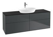 Тумба под раковину Villeroy & Boch Finion 160х50,1 см с подсветкой МДФ темно-синий матовый лак/стекло черное матовое G85200HG