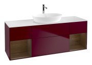 Тумба під раковину Villeroy & Boch Finion 160х50,1 см з підсвічуванням МДФ півонія матовий лак/скло біле матове F861GNHB