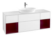 Тумба під раковину Villeroy & Boch Finion 160х50,1 см з підсвічуванням МДФ білий глянцевий лак/скло біле матове F861HBGF