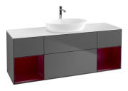 Тумба під раковину Villeroy & Boch Finion 160х50,1 см із підсвічуванням МДФ антрацит матовий лак/скло біле матове F861HBGK
