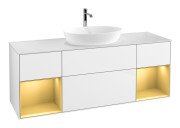 Тумба під раковину Villeroy & Boch Finion 160х50,1 см з підсвіткою МДФ білий глянцевий лак/скло біле матове F861HFGF