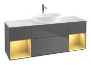 Тумба под раковину Villeroy & Boch Finion 160х50,1 см с подсветкой МДФ антрацит матовый лак/стекло белое матовое F861HFGK