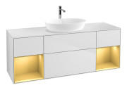 Тумба под раковину Villeroy & Boch Finion 160х50,1 см с подсветкой МДФ белый матовый лак/стекло белое матовое F861HFMT