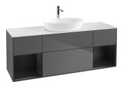 Тумба под раковину Villeroy & Boch Finion 160х50,1 см с подсветкой МДФ антрацит матовый лак/стекло белое матовое F861PDGK