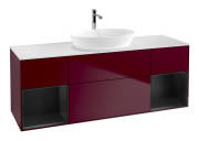 Тумба під раковину Villeroy & Boch Finion 160х50,1 см з підсвічуванням МДФ півонія матовий лак/скло біле матове F861PDHB
