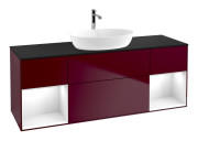 Тумба под раковину Villeroy & Boch Finion 160х50,1 см с подсветкой МДФ пион матовый лак/стекло черное матовое F862GFHB