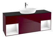 Тумба під раковину Villeroy & Boch Finion 160х50,1 см з підсвічуванням МДФ півонія матовий лак/скло чорне матове F862GFHB