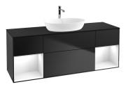 Тумба под раковину Villeroy & Boch Finion 160х50,1 см с подсветкой МДФ черный матовый лак/стекло черное матовое F862GFPD