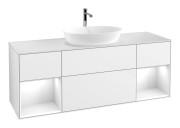 Тумба під раковину Villeroy & Boch Finion 160х50,1 см з підсвіткою МДФ білий глянцевий лак/скло біле матове F861GFGF
