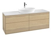 Тумба під раковину Villeroy & Boch Finion 160х50,1 см із підсвічуванням МДФ шпон дуба/скло біле матове G85100PC