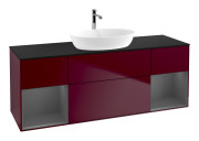 Тумба под раковину Villeroy & Boch Finion 160х50,1 см с подсветкой МДФ пион матовый лак/стекло черное матовое F862GKHB