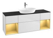 Тумба под раковину Villeroy & Boch Finion 160х50,1 см с подсветкой МДФ белый матовый лак/стекло черное матовое F862HFMT