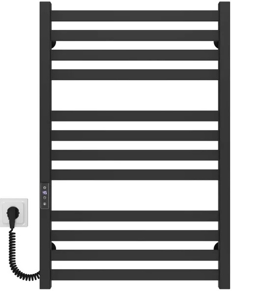 Электрический полотенцесушитель Deffi Magnus П12 500х800 левое подключение JD04 черный A.MA.80.50.12.E.B.L.2