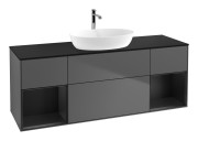 Тумба под раковину Villeroy & Boch Finion 160х50,1 см с подсветкой МДФ антрацит матовый лак/стекло черное матовое F862PDGK