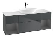 Тумба под раковину Villeroy & Boch Finion 160х50,1 см с подсветкой МДФ темно-синий матовый лак/стекло белое матовое F861GKHG