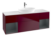 Тумба под раковину Villeroy & Boch Finion 160х50,1 см с подсветкой МДФ пион матовый лак/стекло белое матовое F861HGHB