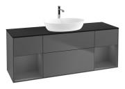 Тумба під раковину Villeroy & Boch Finion 160х50,1 см із підсвічуванням МДФ антрацит матовий лак/скло чорне матове F862GKGK