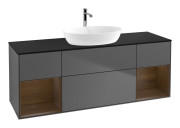 Тумба під раковину Villeroy & Boch Finion 160х50,1 см із підсвічуванням МДФ антрацит матовий лак/скло чорне матове F862GNGK