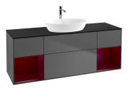 Тумба под раковину Villeroy & Boch Finion 160х50,1 см с подсветкой МДФ антрацит матовый лак/стекло черное матовое F862HBGK