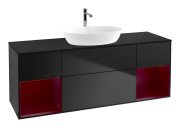 Тумба под раковину Villeroy & Boch Finion 160х50,1 см с подсветкой МДФ черный матовый лак/стекло черное матовое F862HBPD