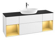 Тумба під раковину Villeroy & Boch Finion 160х50,1 см з підсвічуванням МДФ білий глянцевий лак/скло чорне матове F862HFGF