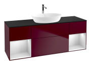 Тумба під раковину Villeroy & Boch Finion 160х50,1 см з підсвічуванням МДФ півонія матовий лак/скло чорне матове F862MTHB