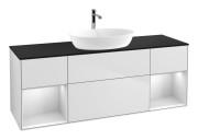 Тумба під раковину Villeroy & Boch Finion 160х50,1 см із підсвічуванням МДФ білий матовий лак/скло чорне матове F862MTMT