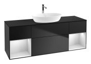 Тумба под раковину Villeroy & Boch Finion 160х50,1 см с подсветкой МДФ черный матовый лак/стекло черное матовое F862MTPD