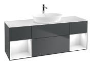 Тумба под раковину Villeroy & Boch Finion 160х50,1 см с подсветкой МДФ темно-синий матовый лак/стекло белое матовое F861GFHG