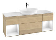 Тумба під раковину Villeroy & Boch Finion 160х50,1 см із підсвічуванням МДФ шпон дуба/скло біле матове F861GFPC