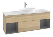 Тумба под раковину Villeroy & Boch Finion 160х50,1 см с подсветкой МДФ шпон дуба/стекло белое матовое F861GKPC